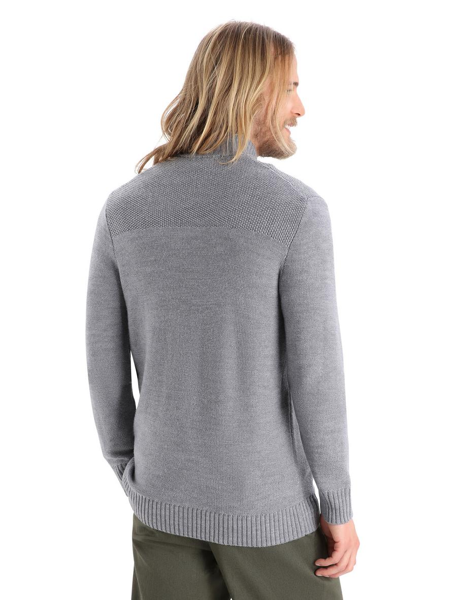 Bluzy Z Kapturem Icebreaker Merino Waypoint Long Sleeve Half Zip Top Męskie Szare | PL 1695AHKP